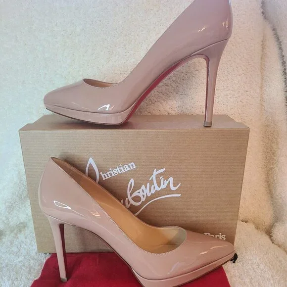 Christian Louboutin Pigalle Plato 100 Nude Patent Pump - Picture 2 of 9